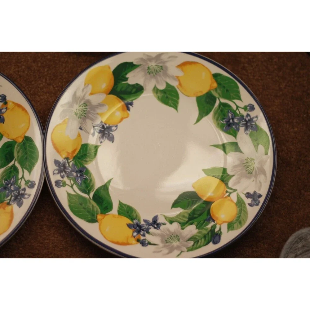 Royal Norfolk Lemon Dinner Plate Yellow Fruit Ceramic 10.5- Set of 4